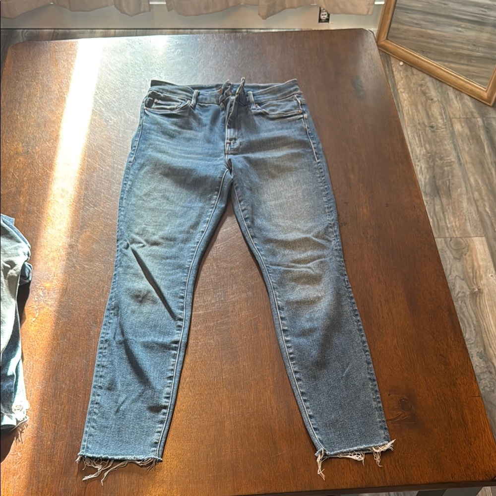 MOTHER Blue Skinny Jeans with Distressed Details